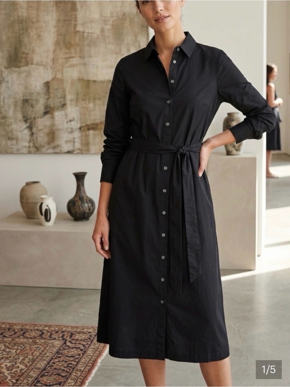 J. Crew Navy Button-Front Midi Shirt Dress with Tie Waist